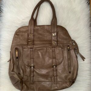 Elegant Tan Leather Tote Bag